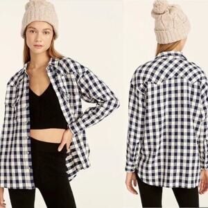 J.Crew Women Relaxed fit Shirt Jacket Buffalo Plaid Check Shacket size 4 cotton